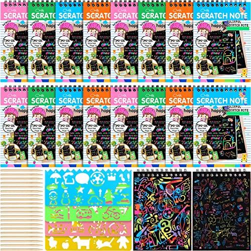 Marspark 24 Pack Scratch Arts And Crafts Notebooks Scratch Note Pads