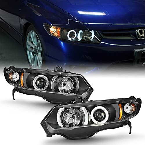 ACANII Para Honda Civic Coupe 2006 2011 LED Halo Negro Carcasa