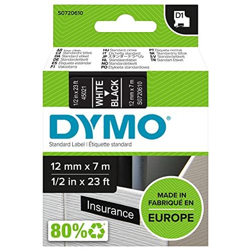 Dymo D Standard Labelling Tape Mm X M White On Black Color