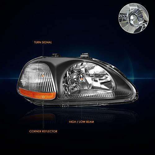 PM PERFORMOTOR Black Amber Headlights Replacement Compatible With 96 98