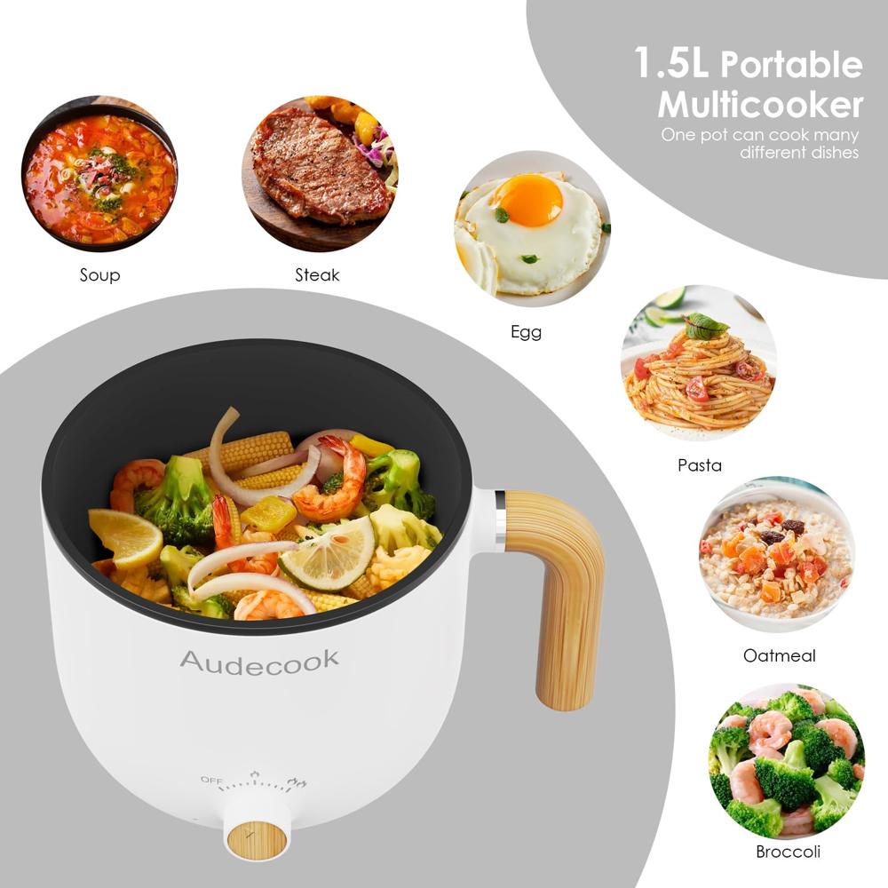 Audecook Hot Pot Electric L Rapid Noodles Cooker Portable Nonstick