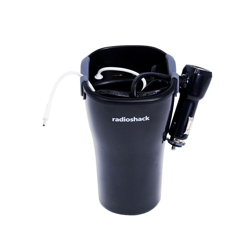 Radioshack Power Cup Soporte Y Cargador De Teléfonos 2 Puertos USB