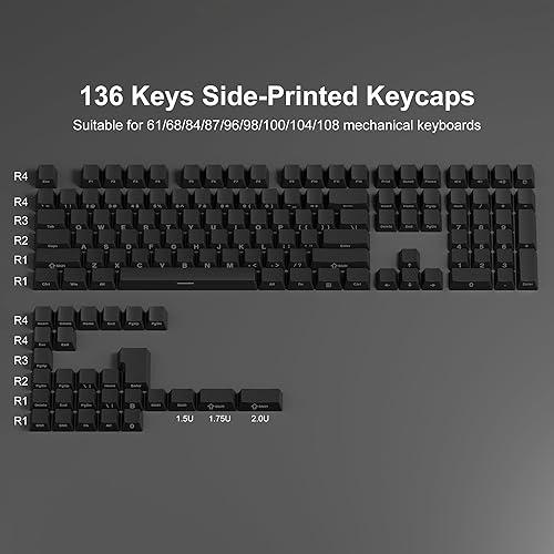 XVX PBT Keycaps Juego de teclas de impresión lateral teclas