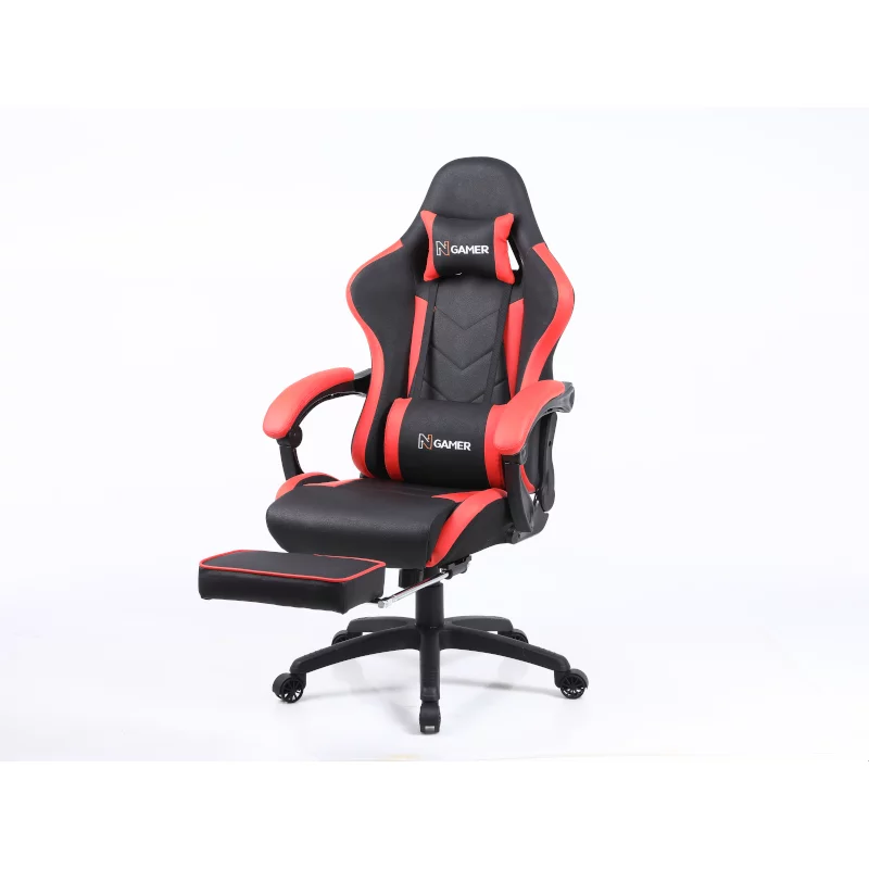 Silla Gaming Plus Negro Con Rojo Con Reposa Pies Nenotech Lb G