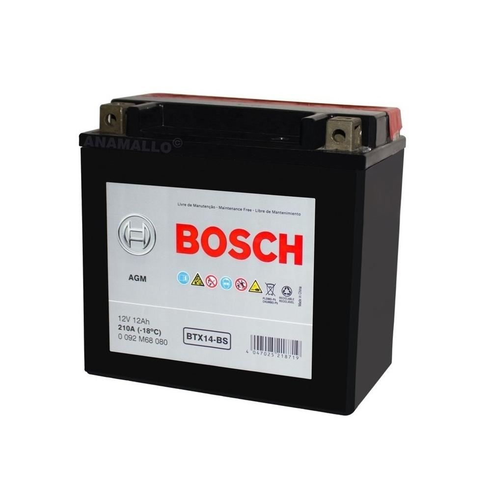 Bosch, BTX14-BS, Batería para Motocicleta, 12Ah, 12V, Color Negro