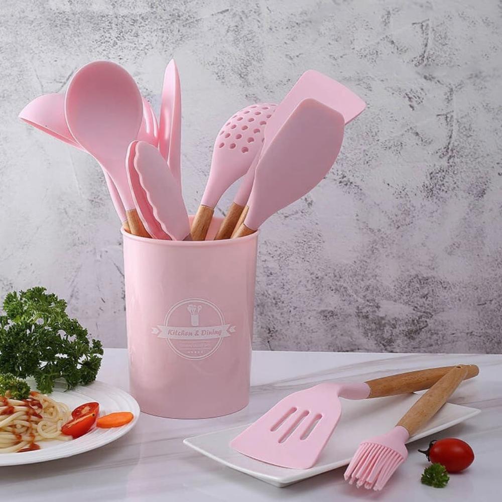 Utensilios Silicona De Cocina Espatulas Brochas 11 Piezas Rosa : Precio  Guatemala