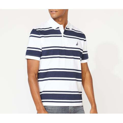 Camisa tipo polo marca Nautica color blanco con azul Talla S