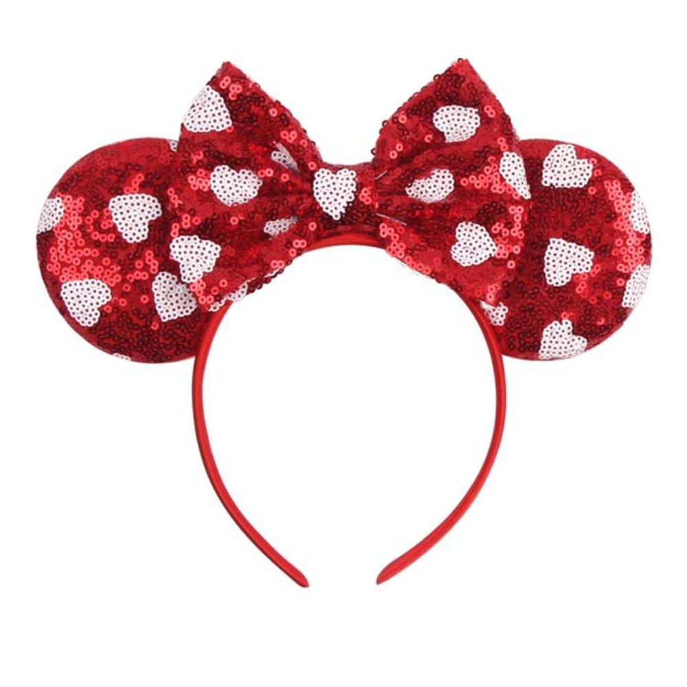 Diadema Orejas Disney Roja, Con Corazones, De Minnie Mouse, Con