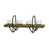 Candelero de Madera y Metal, Con Acabado Rústico, Bazar Casa Vieja