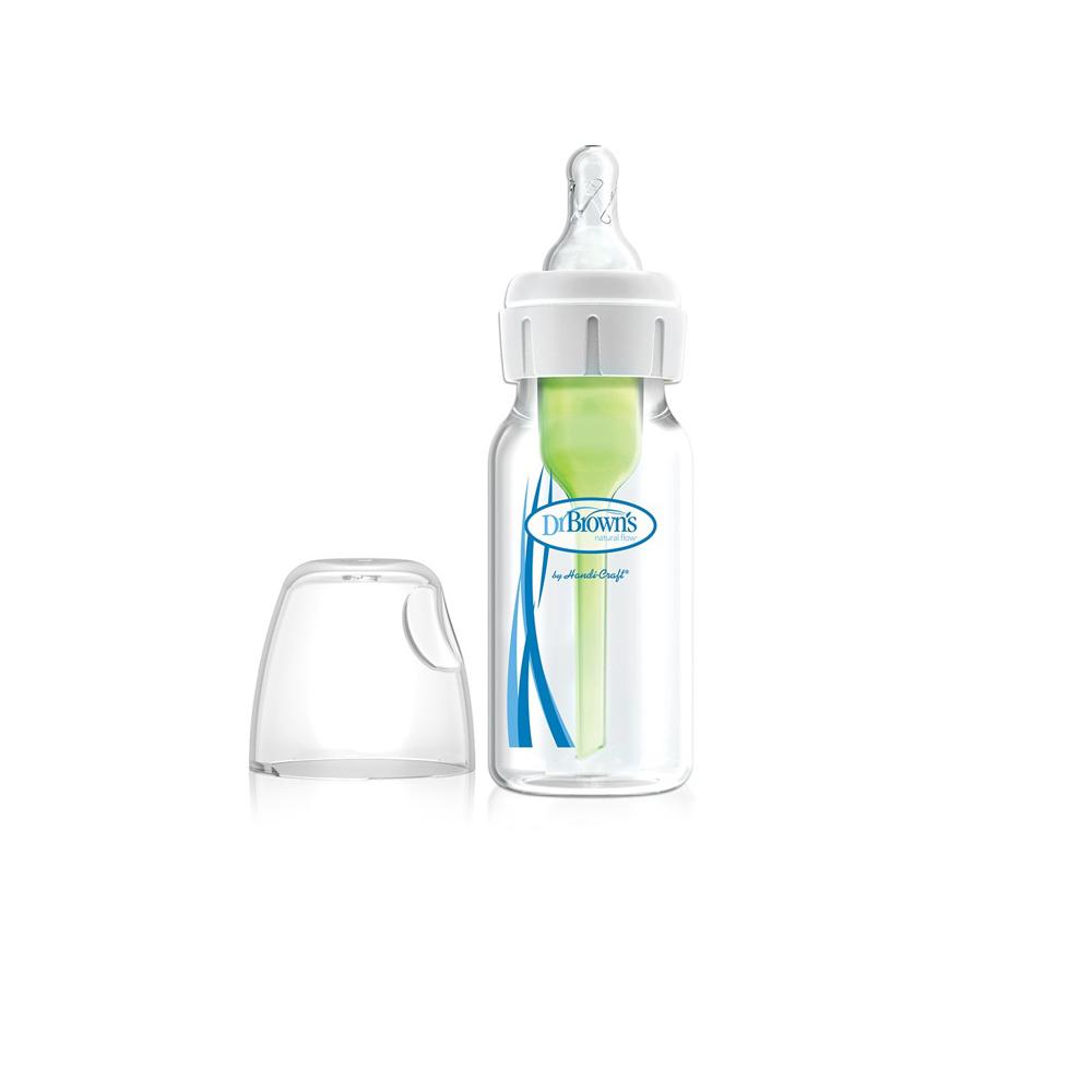Dr. Brown's Anti-Colic Options+ Biberones para bebé, estrechos, 8 onzas,  paquete de 4 y HappyPaci 100% chupete de silicona de 0 a 19.7 ft, sin BPA