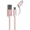 Cable 2 En 1 Lightning® Micro USB Klip Xtreme Trenzado Color Rose Gold 
