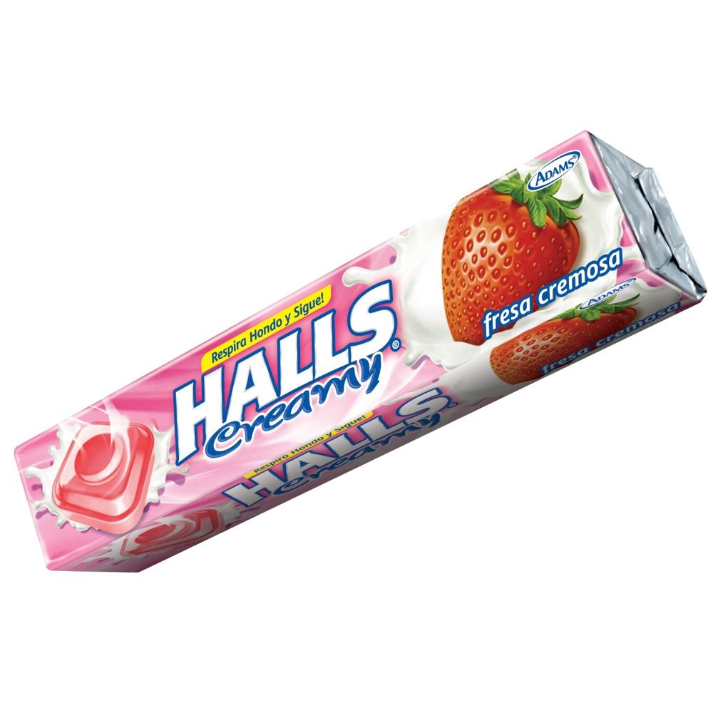 12-Pack, Halls Creamy 9 Piezas, Caramelos Macizos Con Sabor a Fresa, 12