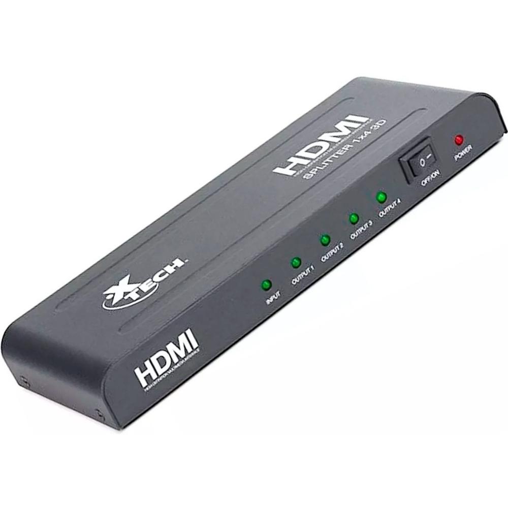 Multiplicador HDMI de 4 salidas con alimentación propia de Xtech Negro :  Precio Guatemala