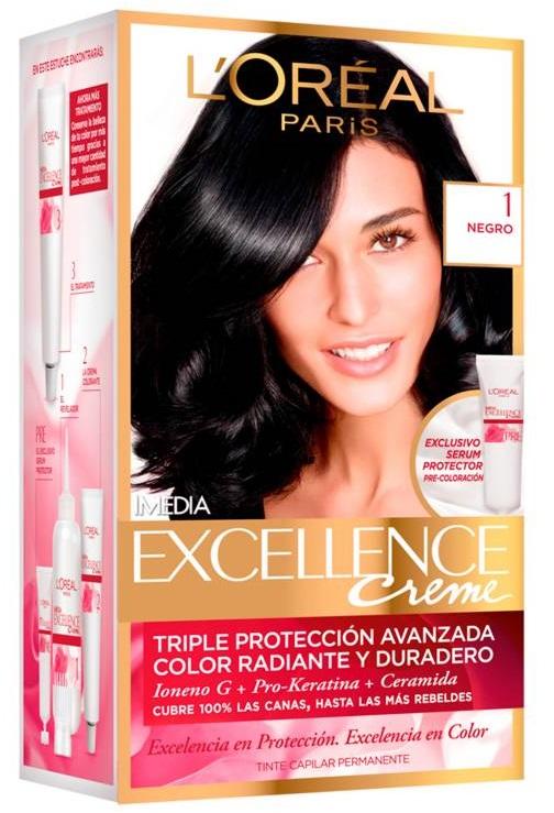 Loreal Paris, Excellence Creme, 1 Negro, Tinte En Crema