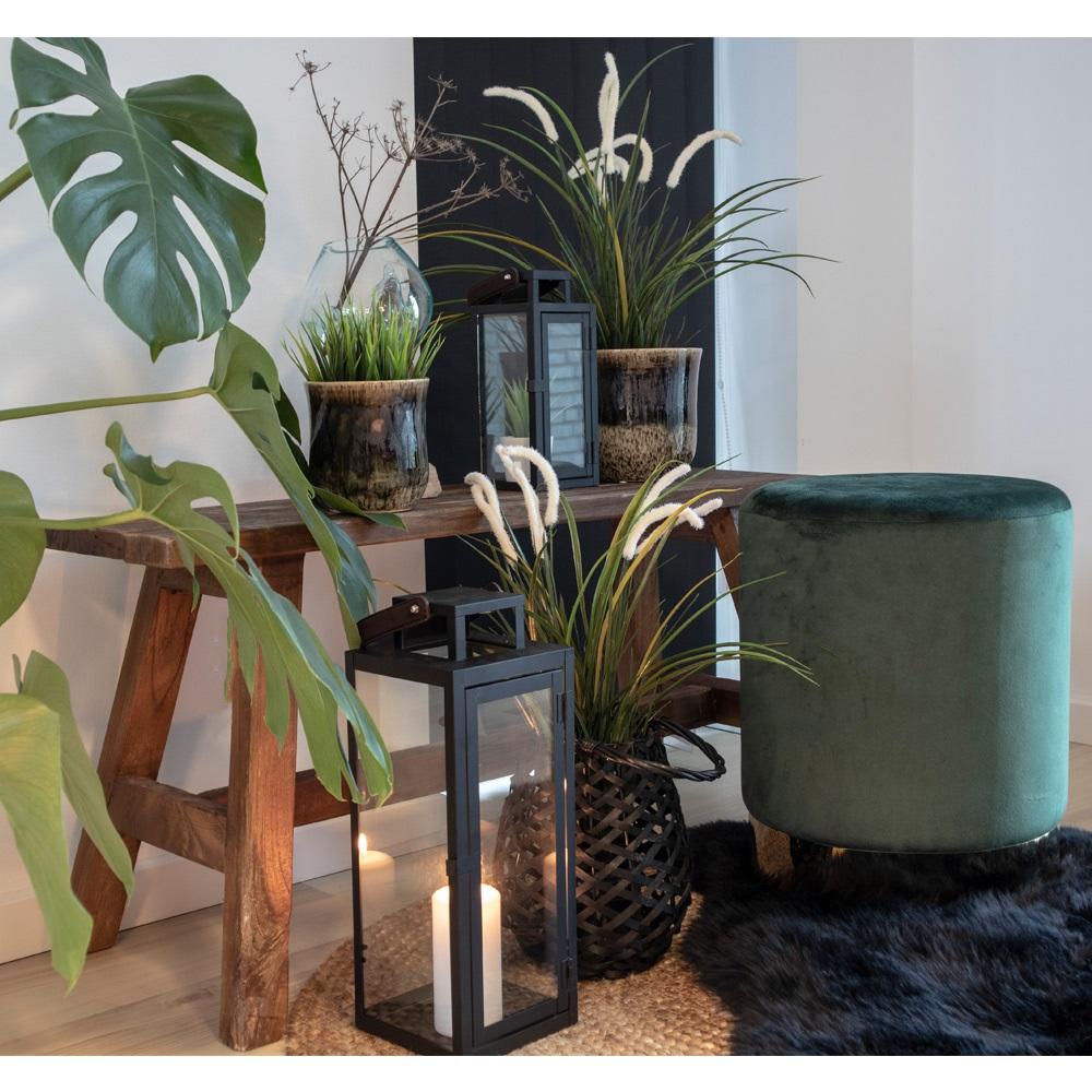 Banquillo/Taburete Gamby BD0272 Kalea, con Tela Velvet Verde y Base de