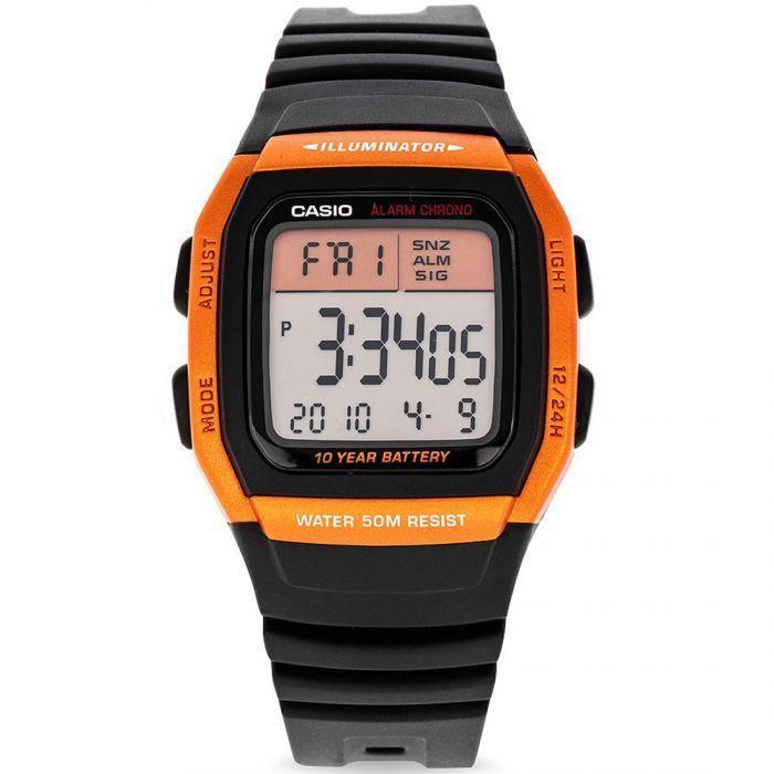 casio orange digital watch
