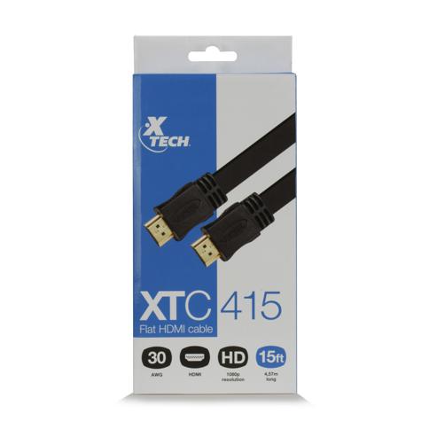 Cable HDMI A HDMI Para Audio y Video, Diseño Plano, Color Negro, 4.5  Metros, Xtech : Precio Guatemala