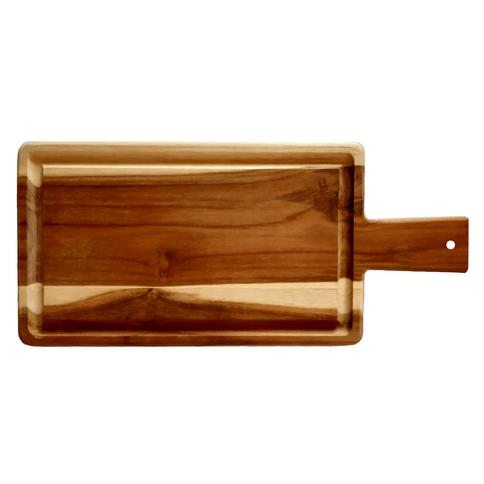 TABLA DE MADERA TECA RECTANGULAR CON AGARRADERA PARA PICAR/SERVIR