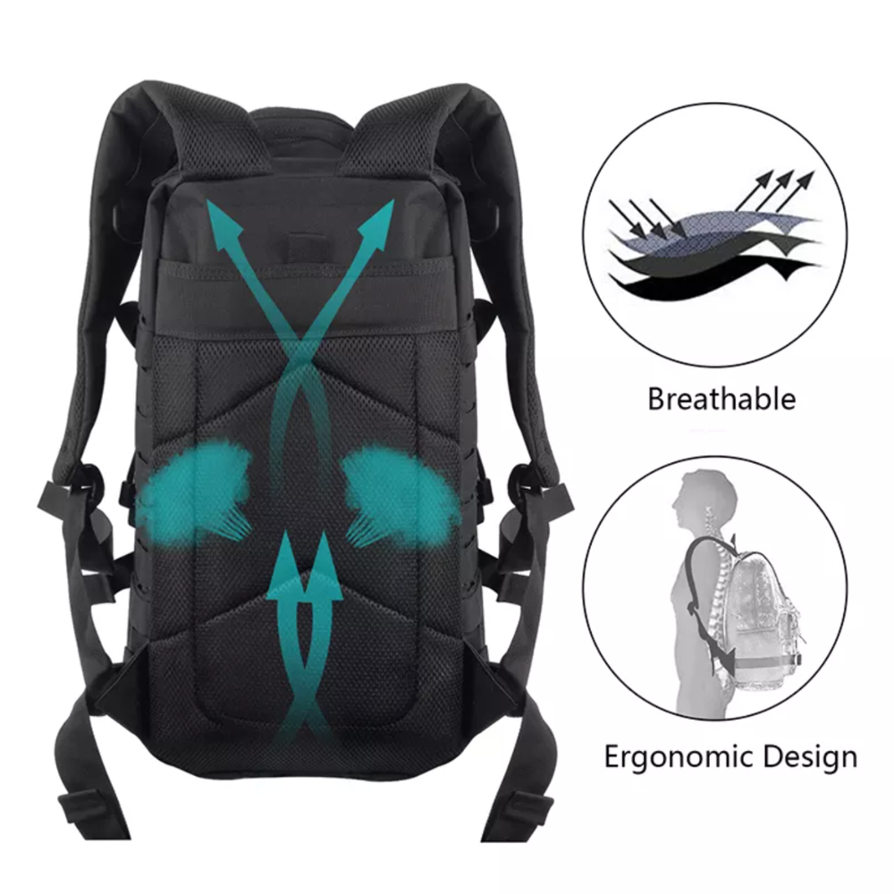 MOCHILA TÁCTICA GYM - COLOR NEGRO CON PARCHES INCLUIDOS- ENVÍO 24/48H  GRATIS. – TECNO RÁPIDO