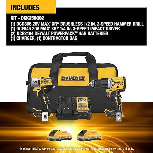 DEWALT 20V MAX cordless drill combo kit for beginners with drill and impact driver on workbench