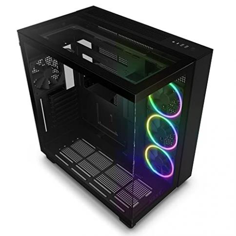 NZXT H9 Elite Dual-Chamber ATX Mid-Tower PC Gaming Case – Includes 3 x  120mm F120 RGB Duo Fans with Controller– Glass Front, Top & Side Panels  360mm