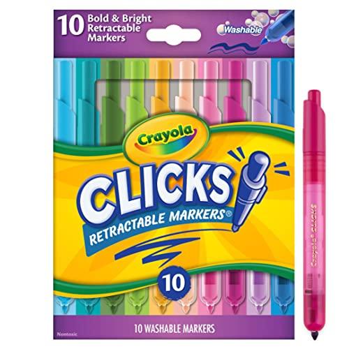 Crayola Washable Markers with Retractable Tips, Clicks, School