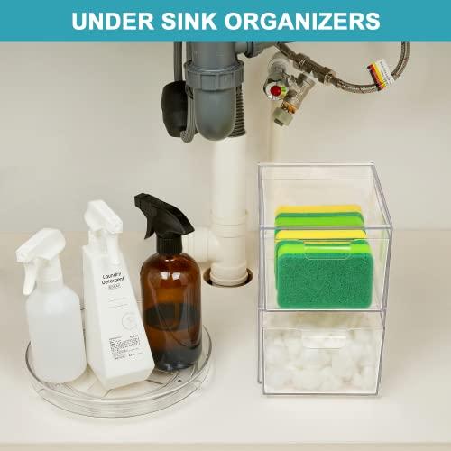 Paquete de 2 cajones organizadores de plástico transparente apilables  Organizar cosméticos y