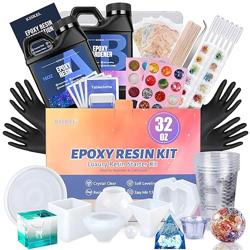 KISREL Epoxy Resin Kit for Beginners, Resin Kit with Molds, 32OZ Epoxy Kit wiht Dried Flowers, Measuring Cups and Resins Supplies - Tamaño 32oz