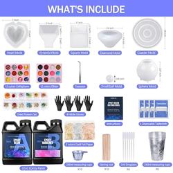 KISREL Epoxy Resin Kit for Beginners, Resin Kit with Molds, 32OZ Epoxy Kit wiht Dried Flowers, Measuring Cups and Resins Supplies - Tamaño 32oz
