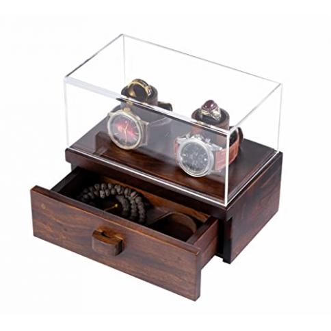 TBVECHI Organizador de caja de reloj de madera vintage, organizador de caja  de reloj de 12 ranuras para hombres, organizador de almacenamiento de