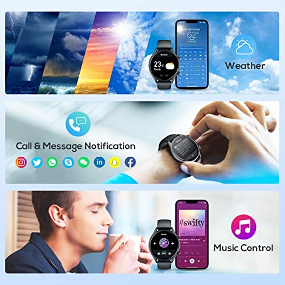 Reloj inteligente para hombres Android iPhone: Reloj inteligente con llamada  y texto IP68 Rastreador de ejercicios