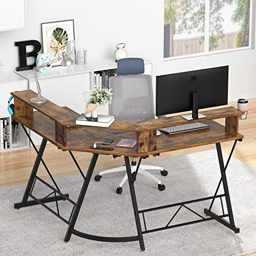 Mr IRONSTONE L Shaped Desk with Power Outlet 50 Computer Desk with
