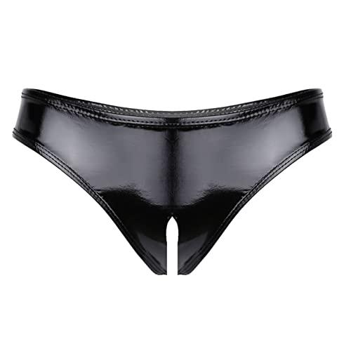 Huimingda Womens Shiny Latex Booty Shorts High Waisted Zipper Crotch