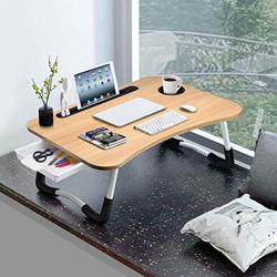 Slendor Laptop Desk Laptop Bed Stand Foldable Laptop Table Folding Breakfast Tray Portable Lap Standing Desk Reading and Writing Holder with Drawer for Bed Couch Sofa Floor - Color Brown