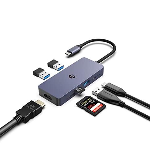 Hub USB multiport 7 en 1 Adaptateur HDMI 4K de type C vers USB 3.0 pour  Macbook