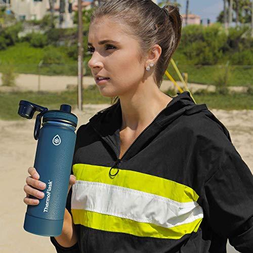  ThermoFlask Double Wall Vacuum Insulated Stainless Steel 2-Pack  of Water Bottles, 24 Ounce, Mayan Blue/Black: Home & Kitchen
