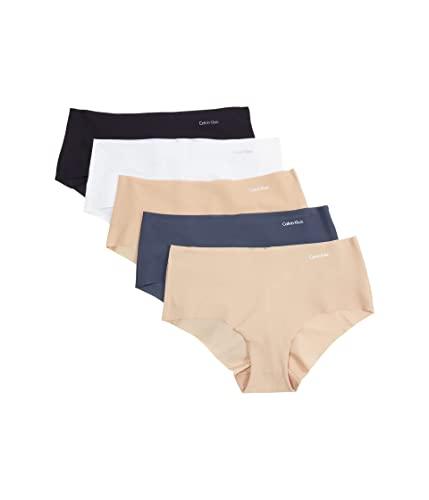 Calvin Klein Womens Invisibles Seamless Hipster Panties, 5 Pack, Black