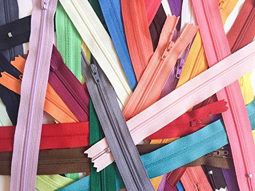 9 Inch Multicolor Pack YKK Zippers Number 3 Nylon Coil Set of 30 Pieces