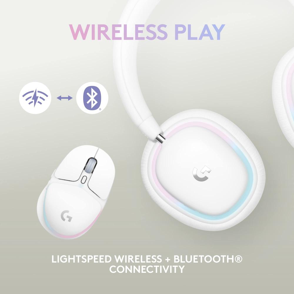 Logitech G735 Wireless Gaming Headset + G705 Mouse, Customizable LIGHTSYNC  RGB Lighting, Lightspeed Wireless, Bluetooth, PC/Mac/Laptop - White Mist