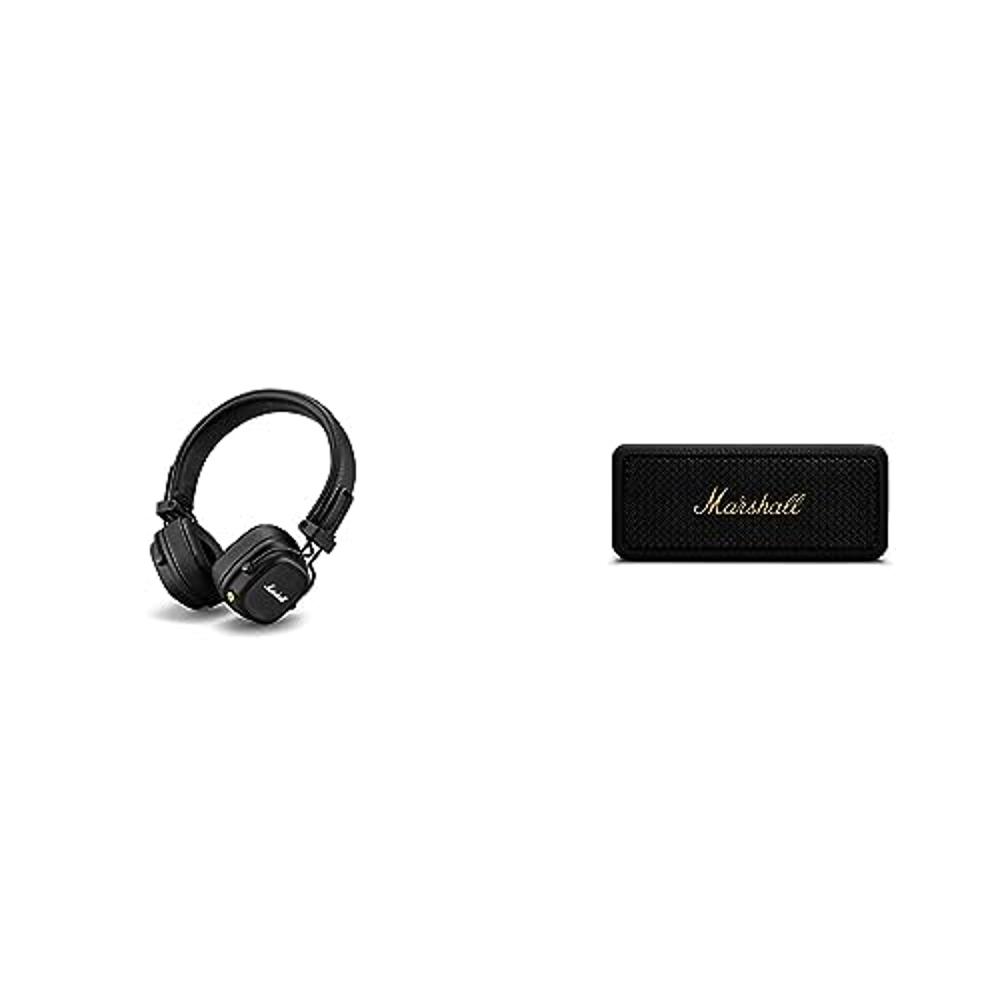 Marshall Major IV On-Ear Bluetooth Headphone, Black & Emberton Bluetooth  Portable Speaker - Black