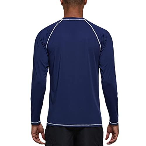 Camisas de natación para hombres Rashguard Sun Shirt UPF 50+ Protección  solar UV Camiseta de manga larga para exteriores Traje de baño Azul marino  4XL : Precio Guatemala