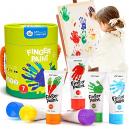 Jar Melo Pinturas seguras para dedos para bebés y niños de 3, 4, 5, 6, 7 y  8 años, 2.1 onzas líquidas, juego de pintura de dedos no tóxicas de 6