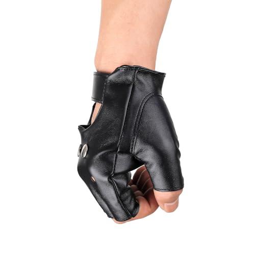 Guantes de piel sintética sin dedos para hombre, guantes de conducción  steampunk góticos de medio dedo, guantes de motocicleta, guantes de deporte  al