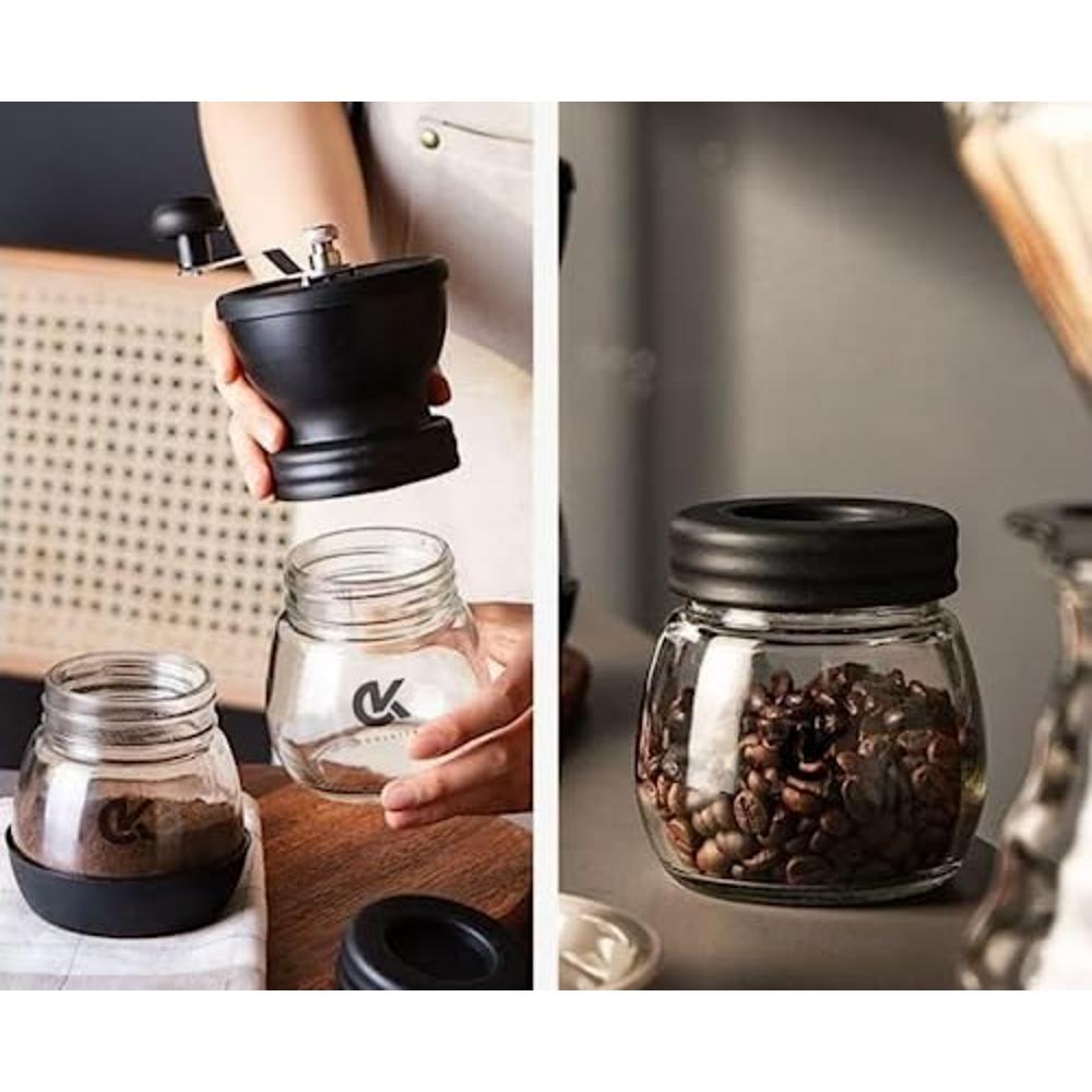 Manual Coffee Bean Grinder - 2 Glass Jars 11oz each