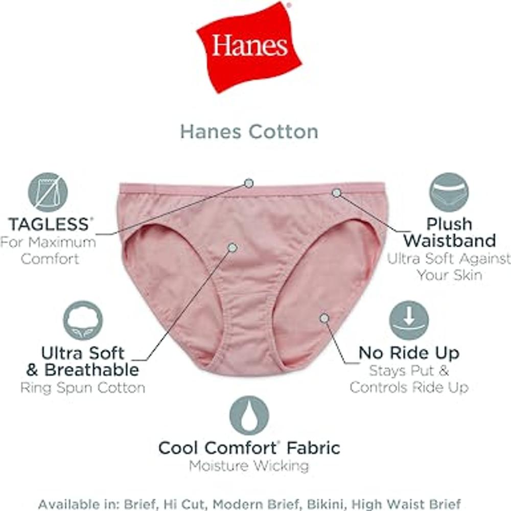 Hanes Ultimate - Bragas de cintura alta para mujer, de algodón que absorben  la humedad, ropa interior de tiro alto, paquete de 6 (los colores pueden