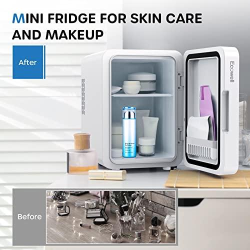 VNIMTI Mini refrigerador para el cuidado de la piel de 4 litros/6 latas,  refrigeradores cosméticos portátiles con espejo de maquillaje, enfriador y
