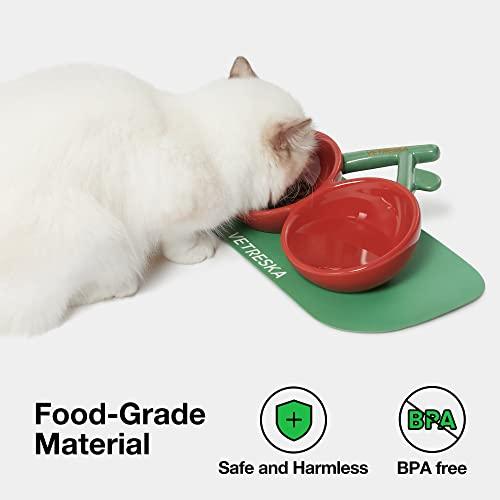 VETRESKA Ceramic Cat Food Bowls for Food and Water Tilted Puppy Feeding