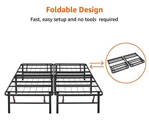 Amazon Basics Foldable Metal Platform Bed Frame With Tool Free Setup ...