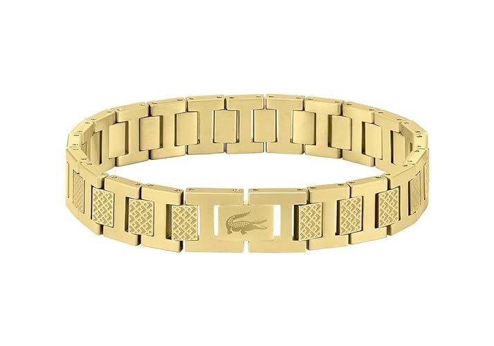 Lacoste Metropole Mens Ionic Plated Gold Steel Link Bracelets (Model