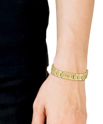 Lacoste Metropole Mens Ionic Plated Gold Steel Link Bracelets (Model
